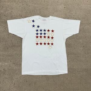 Vintage 90s The Learsi Collection Usa Patriotic Stars White T Shirt Size Large